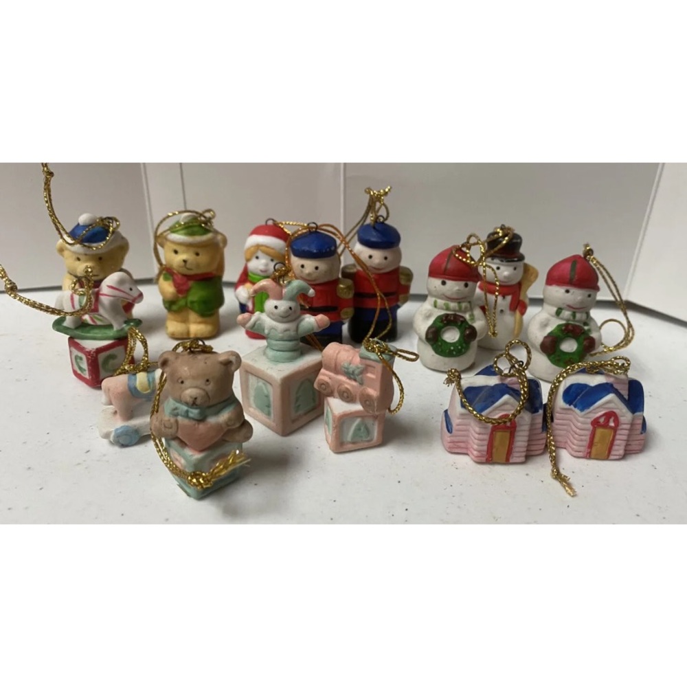Vintage Miniature Ceramic Christmas Ornament Lot
